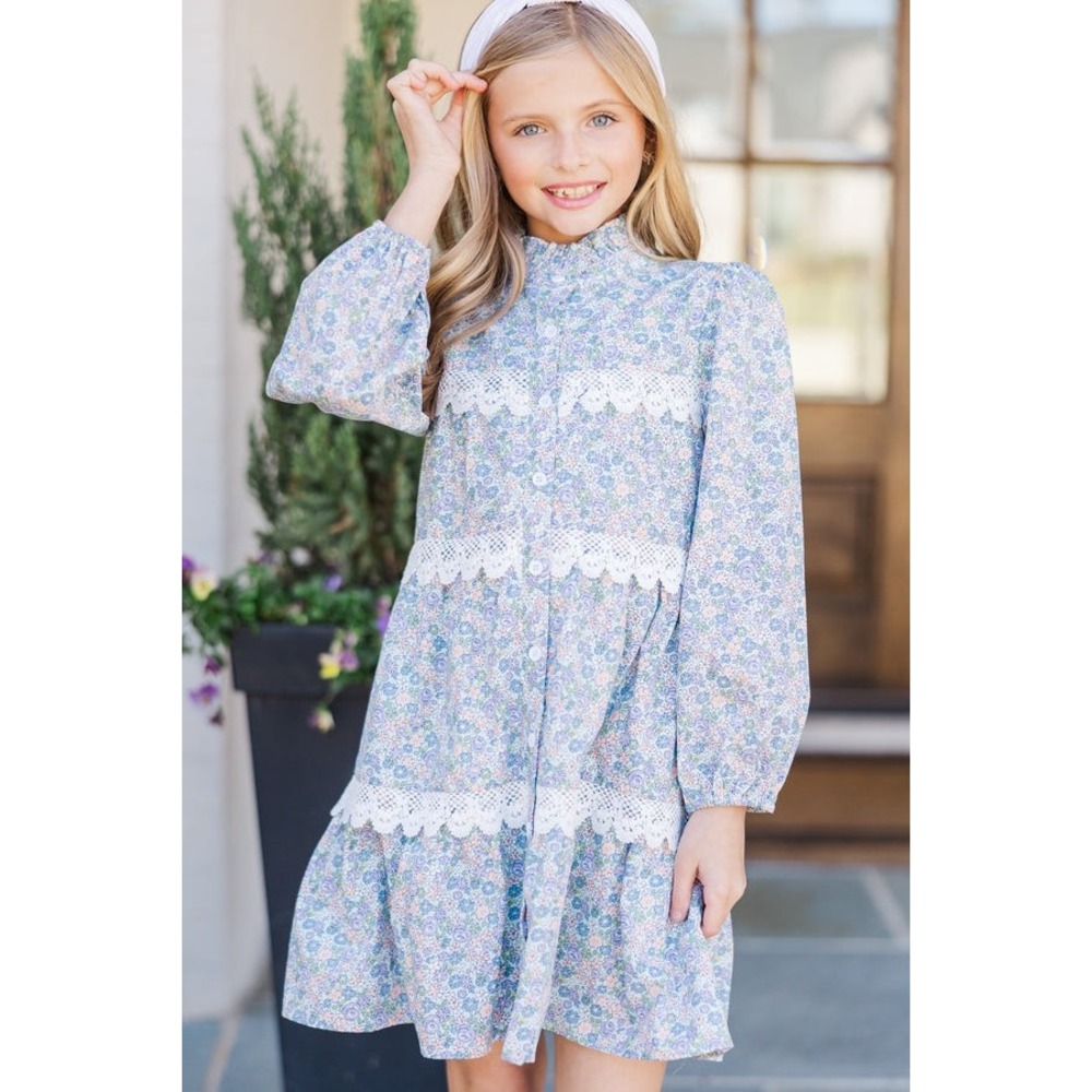 Shop The Mint Girls The Daphne Light Blue Floral Dress Size 5/6